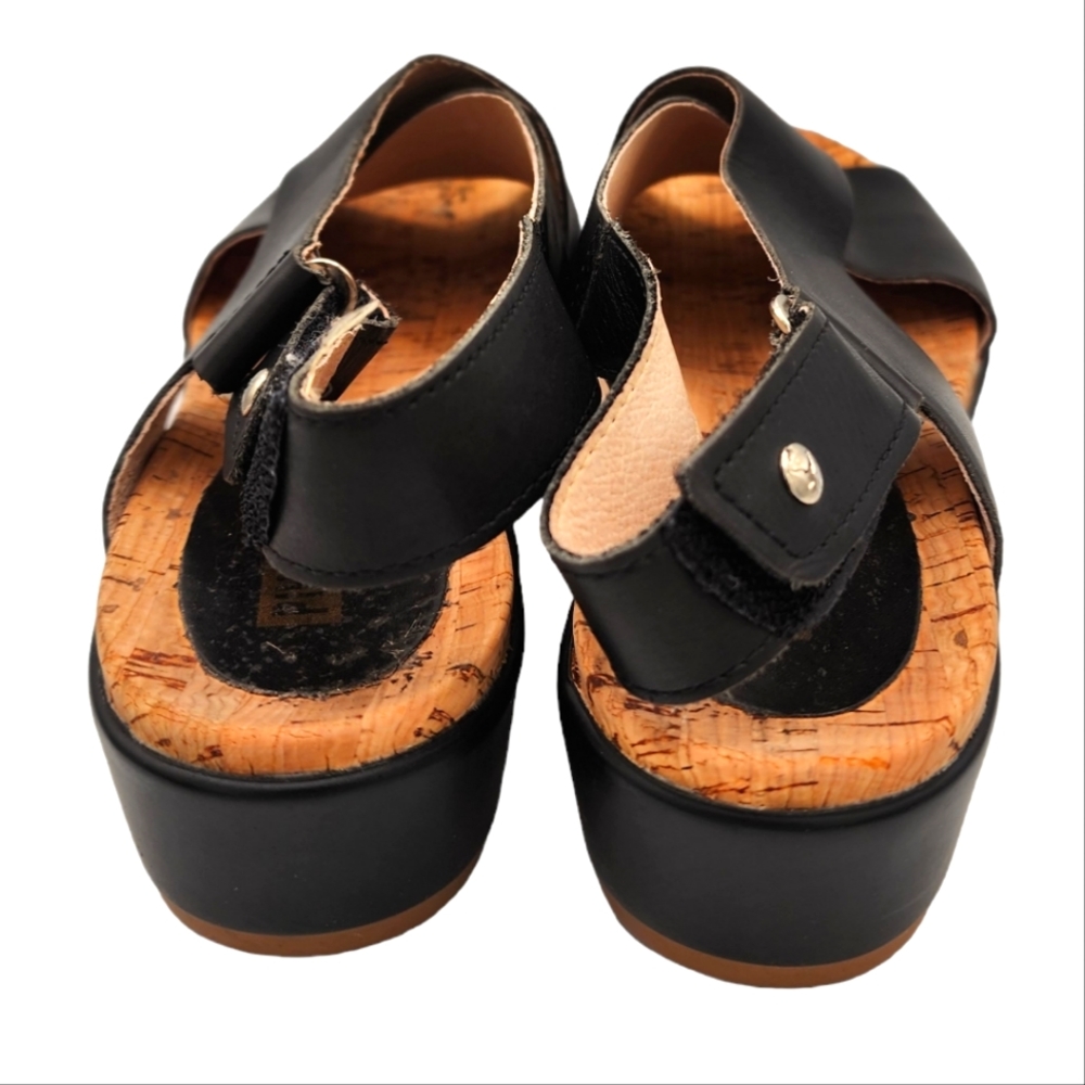 PIKOLINOS Black Leather Platform Slingback Sandals - Picture 4 of 6